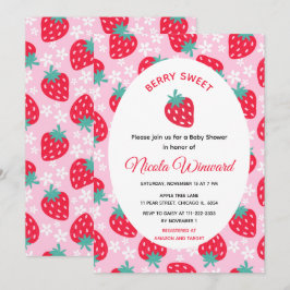 Invitación Berry Sweet Pink Strawberry Baby Shower