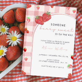 Invitación Berry Sweet Pink Strawberry Coquette Baby Shower