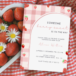 Invitación Berry Sweet Pink Strawberry Coquette Baby Shower
