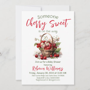 Invitación Berry Sweet Red Chica Cherry Baby Shower