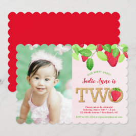 Invitación Berry Sweet Red Strawberry, foto del segundo Chica