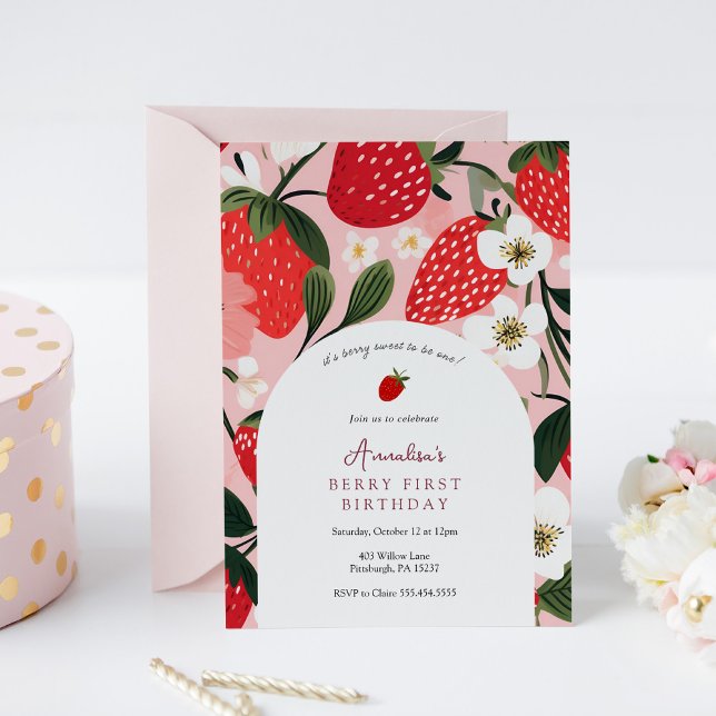 Invitación Berry Sweet será un primer cumpleaños (Subido por el creador)