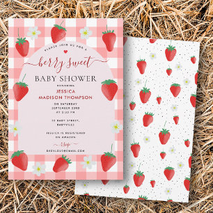 Invitación Berry Sweet Strawberries Strawberry Baby Shower