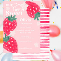 Berry Sweet Strawberry 1er cumpleaños Fiesta Pink 