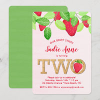 Berry Sweet Strawberry 2º cumpleaños Chica Invitad