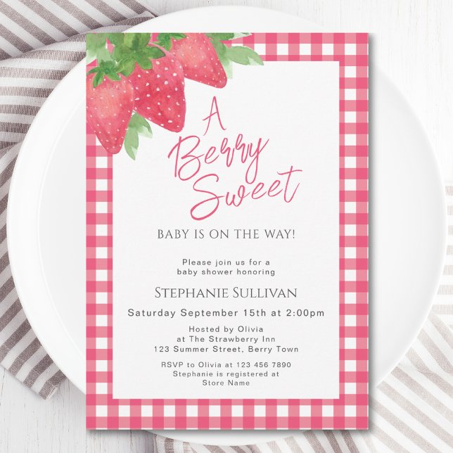 Invitación Berry Sweet Strawberry Baby Girl Shower (Subido por el creador)