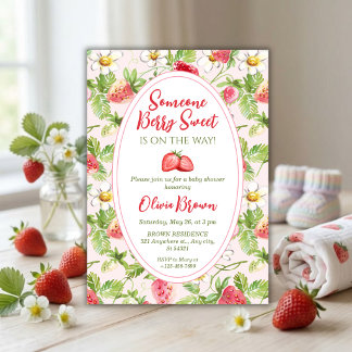 Invitación Berry Sweet Strawberry Baby Shower