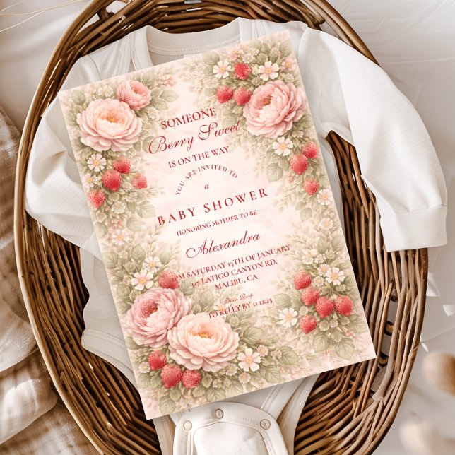 Invitación Berry Sweet Strawberry Baby Shower (Subido por el creador)
