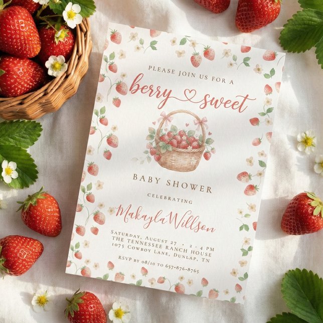 Invitación Berry Sweet Strawberry Basket Baby Shower (Subido por el creador)