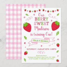 Invitación Berry Sweet Strawberry Birthday