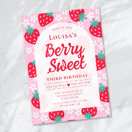 Invitación Berry Sweet Strawberry Birthday Party