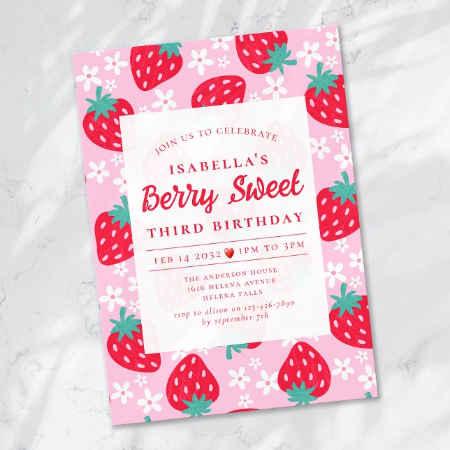 Invitación Berry Sweet Strawberry Birthday Party (Subido por el creador)