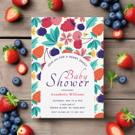 Invitación Berry Sweet Strawberry Blueberry Baby Shower