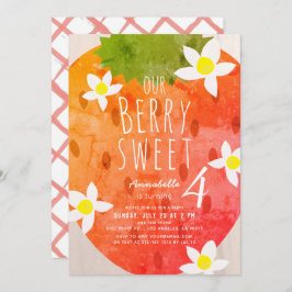 Invitación Berry Sweet Strawberry Chica Birthday