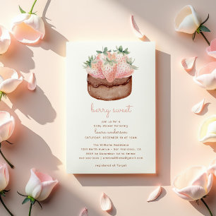 Invitación Berry Sweet Strawberry Cupcake Baby Shower