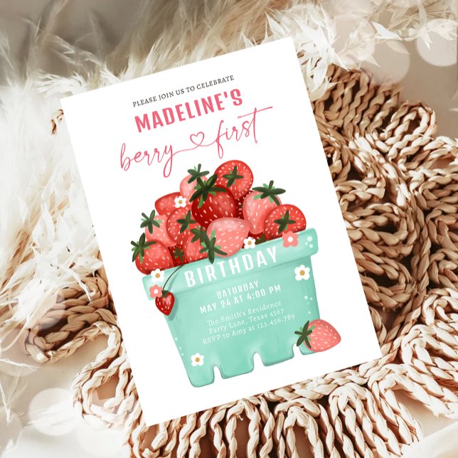 Invitación Berry Sweet Strawberry Farmers Market Cumpleaños (Subido por el creador)
