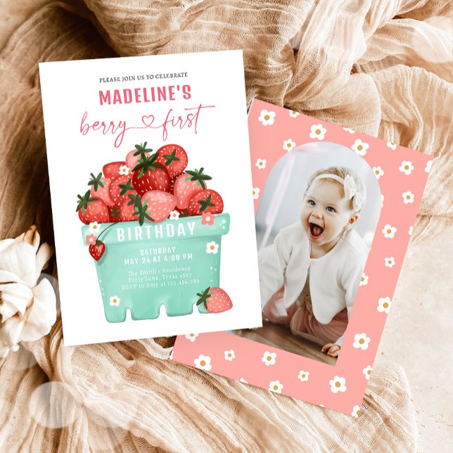 Invitación Berry Sweet Strawberry Farmers Market Cumpleaños (Subido por el creador)