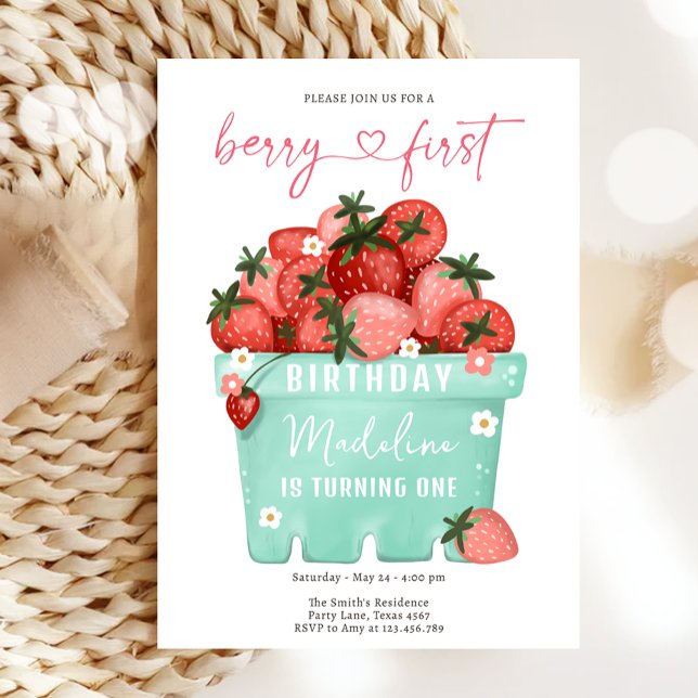 Invitación Berry Sweet Strawberry Farmers Market Cumpleaños (Subido por el creador)