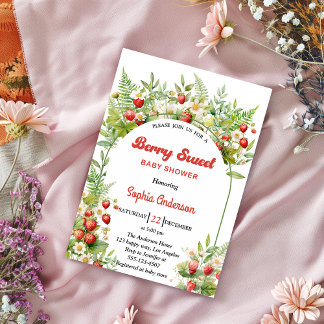Invitación Berry Sweet Strawberry | Floral Baby Shower