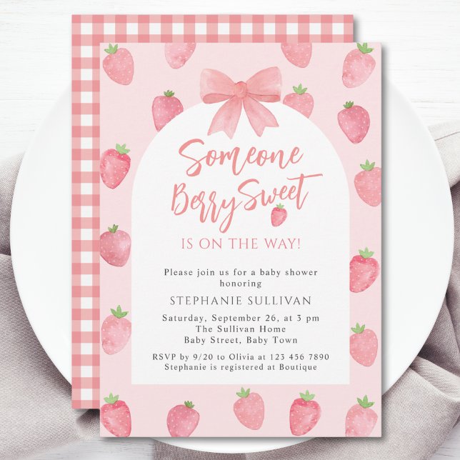 Invitación Berry Sweet Strawberry Girl Baby Shower (Subido por el creador)