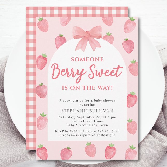 Invitación Berry Sweet Strawberry Girl Baby Shower  (Subido por el creador)