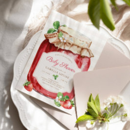 Invitación Berry Sweet Strawberry Jam Pink Baby Shower