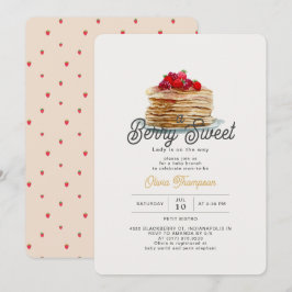 Invitación Berry Sweet Strawberry Pancakes Brunch Baby Shower