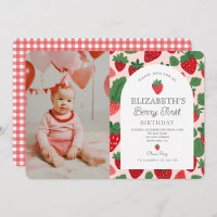Berry Sweet Strawberry Pink Berry Primer cumpleaño