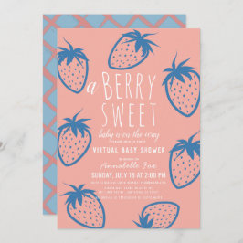 Invitación Berry Sweet Strawberry Pink Virtual Baby Shower
