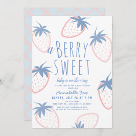 Invitación Berry Sweet Strawberry Pink White Baby Shower