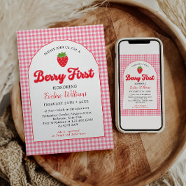 Invitación Berry Sweet Strawberry Primer Fiesta de cumpleaños