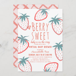 Invitación Berry Sweet Strawberry Red Baby Shower virtual