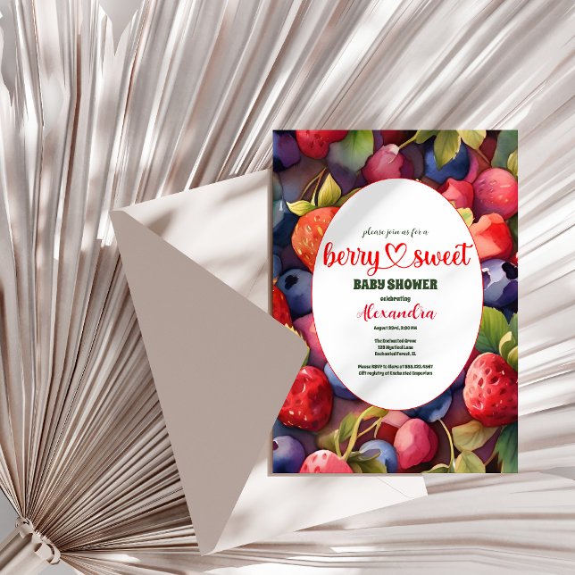 Invitación Berry Sweet Strawberry Red Blue Baby Shower (Subido por el creador)