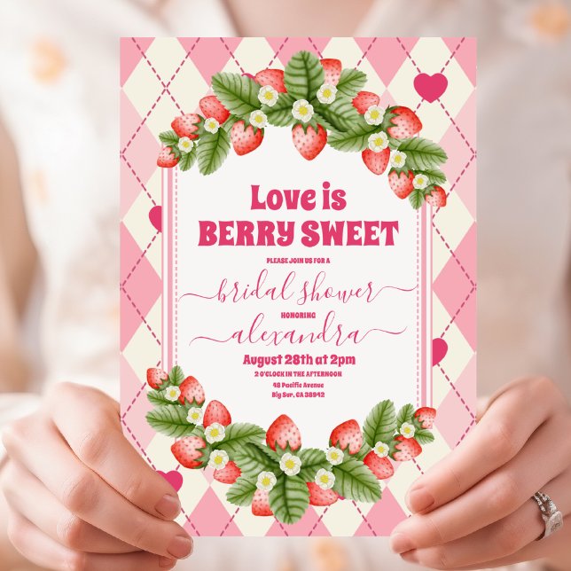 Invitación Berry Sweet Strawberry Red Pink Bridal Shower (Subido por el creador)