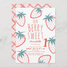 Berry Sweet Strawberry Red White 1er cumpleaños