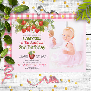 Invitación Berry Sweet Strawberry Tema Chica Cumpleaños