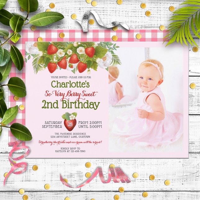 Invitación Berry Sweet Strawberry Tema Chica Cumpleaños (Subido por el creador)