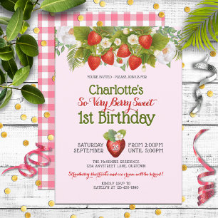 Invitación Berry Sweet Strawberry Tema Chica Cumpleaños