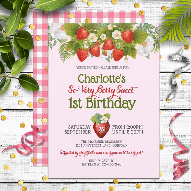 Invitación Berry Sweet Strawberry Tema Chica Cumpleaños (Subido por el creador)