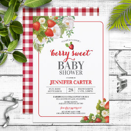 Invitación Berry Sweet Strawberry Theme Baby Shower