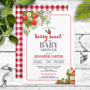 Invitación Berry Sweet Strawberry Theme Baby Shower