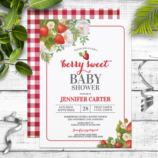 Invitación Berry Sweet Strawberry Theme Baby Shower (Subido por el creador)