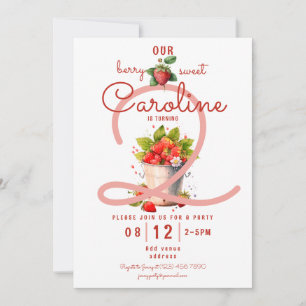 Invitación Berry Sweet Strawbery Baby Girl Fiesta de Cumpleañ