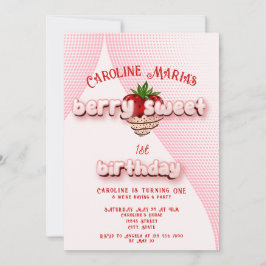 Invitación Berry Sweet Strawbery Birday Party