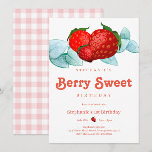 Invitación Berry Sweet Summer 1er Fiesta de cumpleaños