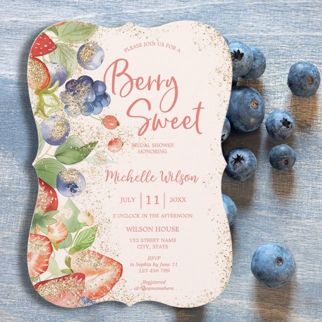 Invitación Berry Sweet Summer Wild Berries & Flowers Bridal (Subido por el creador)