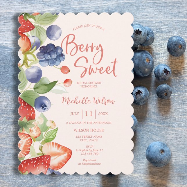 Invitación Berry Sweet Summer Wild Berries & Flowers Bridal (Subido por el creador)