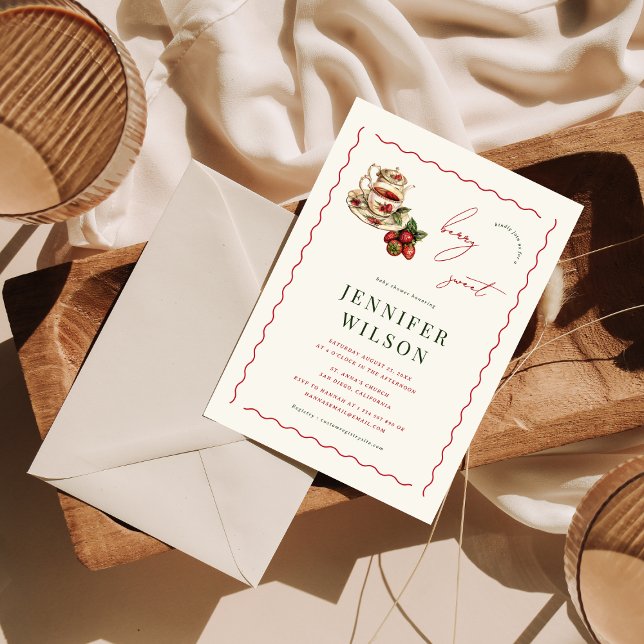 Invitación Berry Sweet Tea Fiesta Strawberry Baby Shower (Subido por el creador)
