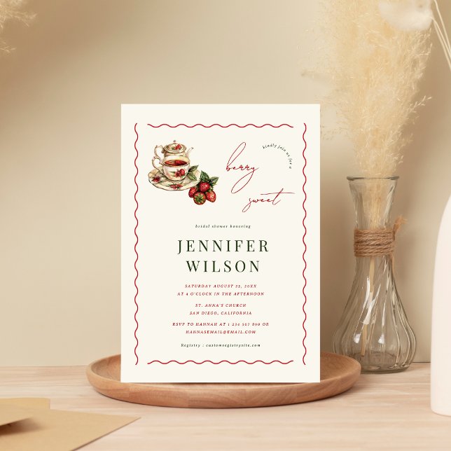 Invitación Berry Sweet Tea Fiesta Strawberry Bridal Shower (Subido por el creador)