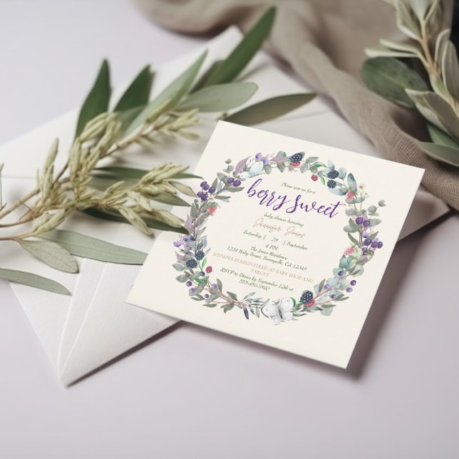Invitación Berry Sweet Watercolor Floral Boho Baby Shower (Subido por el creador)